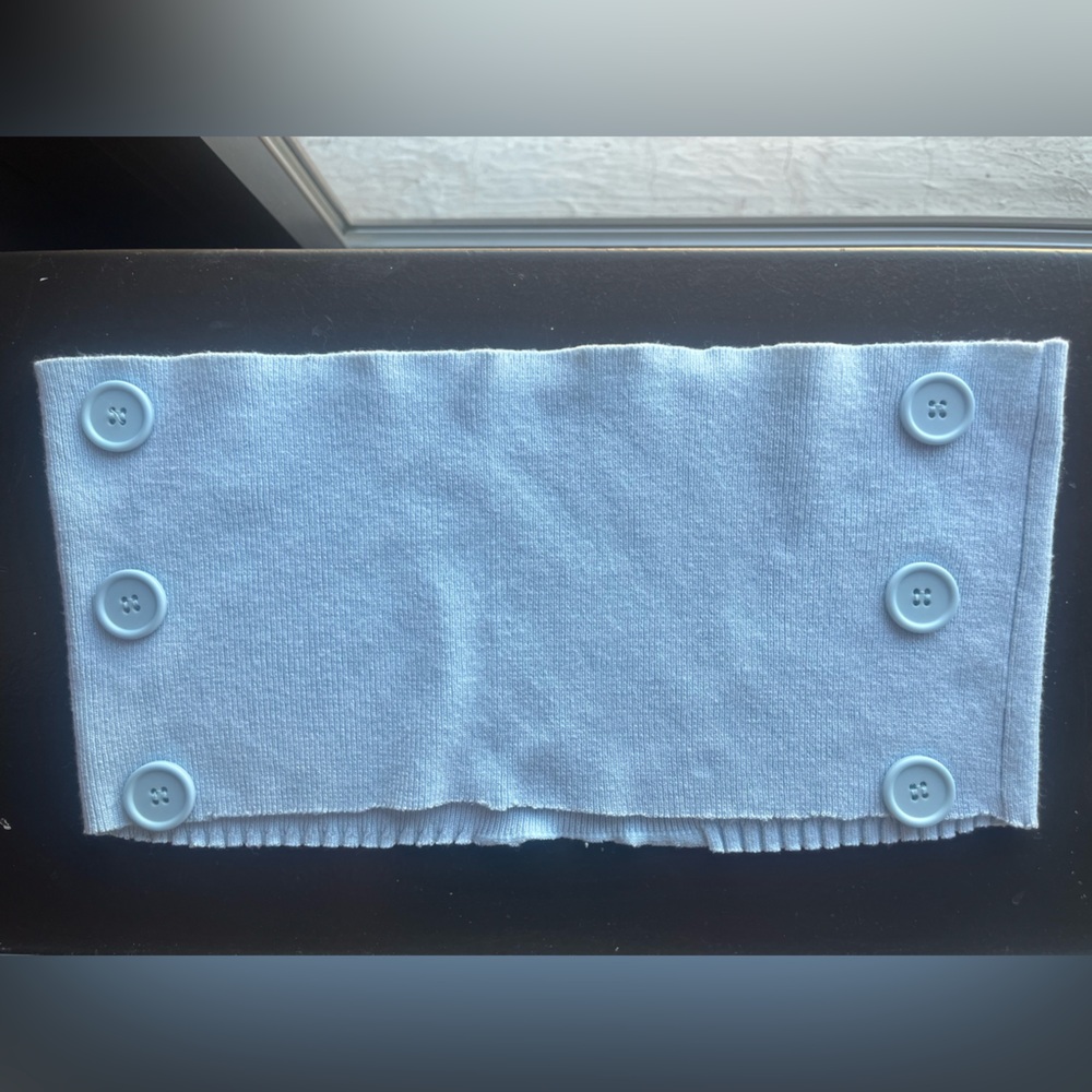 blue tube top with buttons